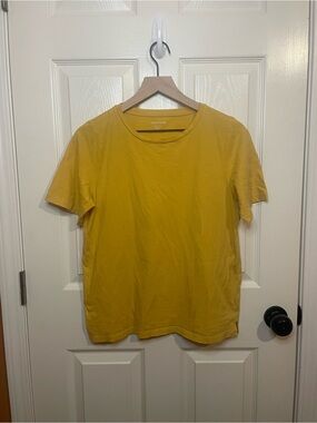 Eileen Fisher Organic Cotton Boxy Tee in Mustard Yellow Size XS